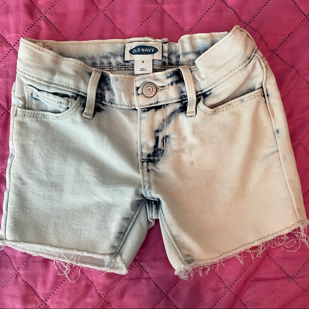 Old Navy White Wash Girls Denim Shorts Sz 5